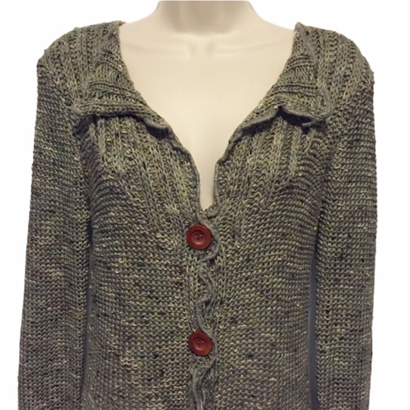 BCBG Green Tweed Knit Cardigan - Picture 2 of 5